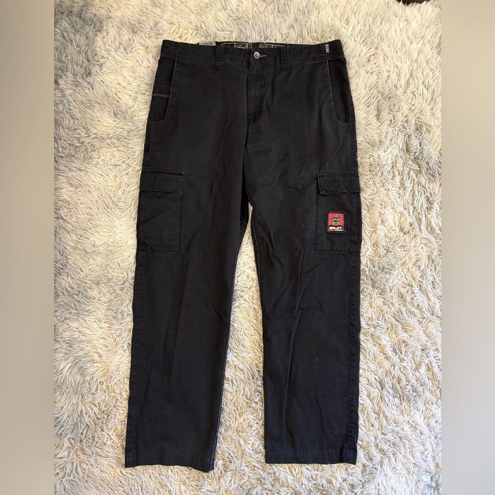 Split Black Cargo Pants with Patch Detail